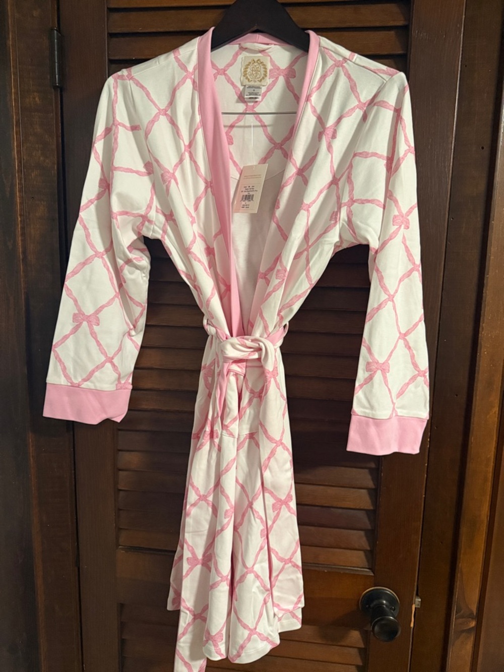 The Beaufort Bonnet Company Pink & White Knot-Print Cotton Robe